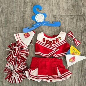 Build-A-Bear Clothes Red  White Cheerleading Outfit Pompoms Megaphone